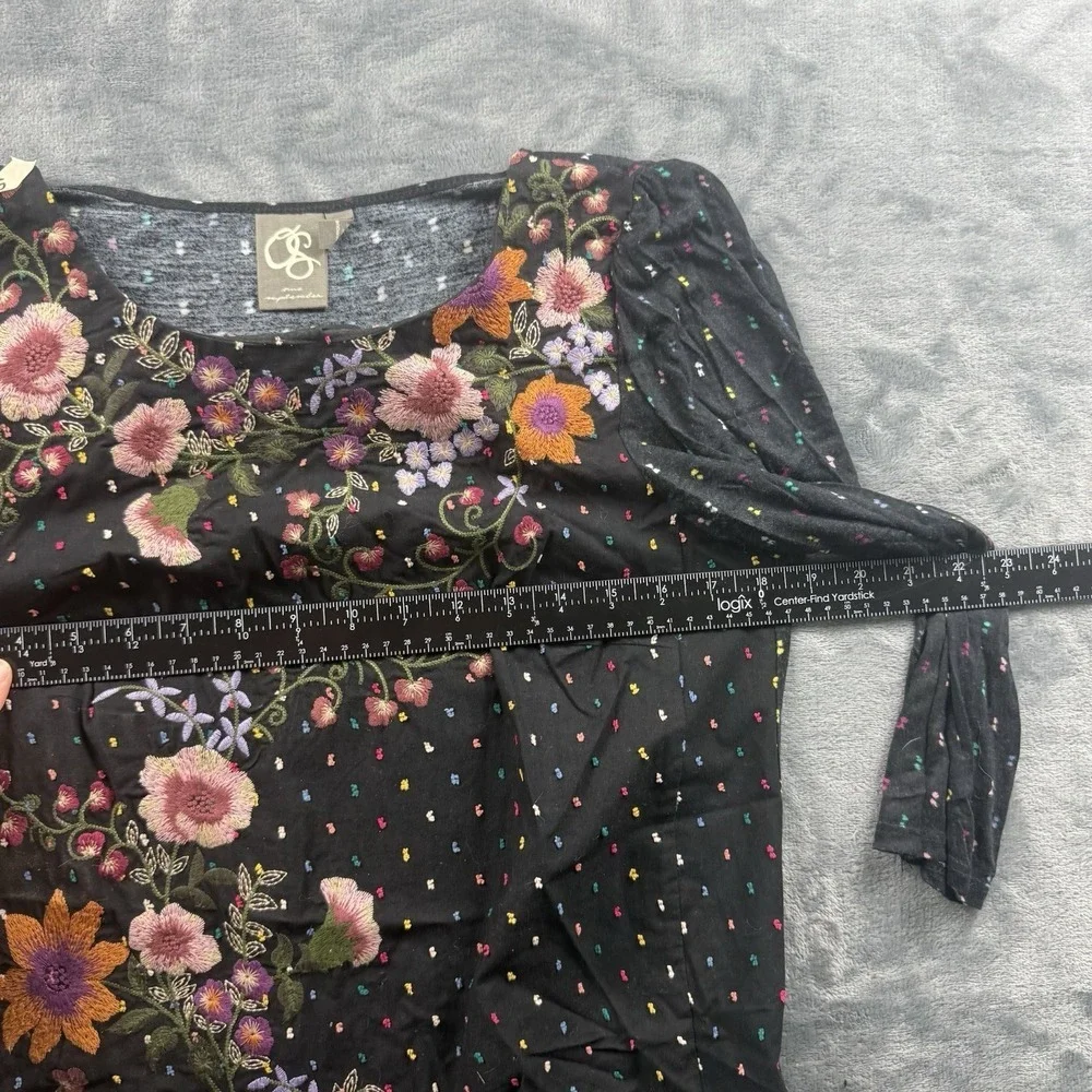 Anthropologie One September Tunic Top Shirt Size Small Embroidered Floral Boho - Picture 5 of 7